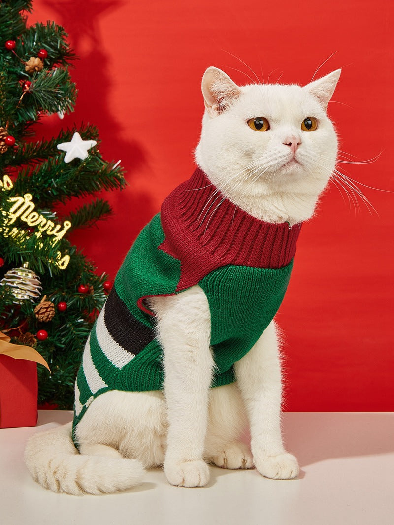 Cross Border Pet Clothes Santa Claus Sound Christmas Tree Car Elk Snowflake Gingerbread Man Dog Sweater Autumn Winter