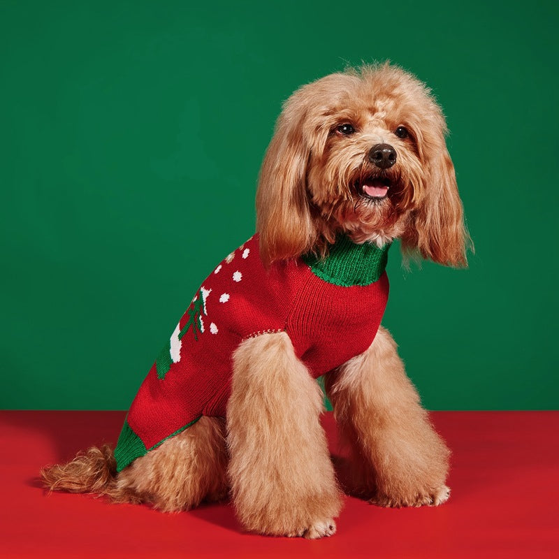 Cross Border Pet Clothes Santa Claus Sound Christmas Tree Car Elk Snowflake Gingerbread Man Dog Sweater Autumn Winter