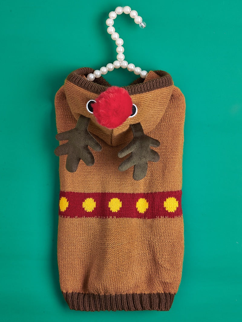 Cross Border Pet Clothes Santa Claus Sound Christmas Tree Car Elk Snowflake Gingerbread Man Dog Sweater Autumn Winter