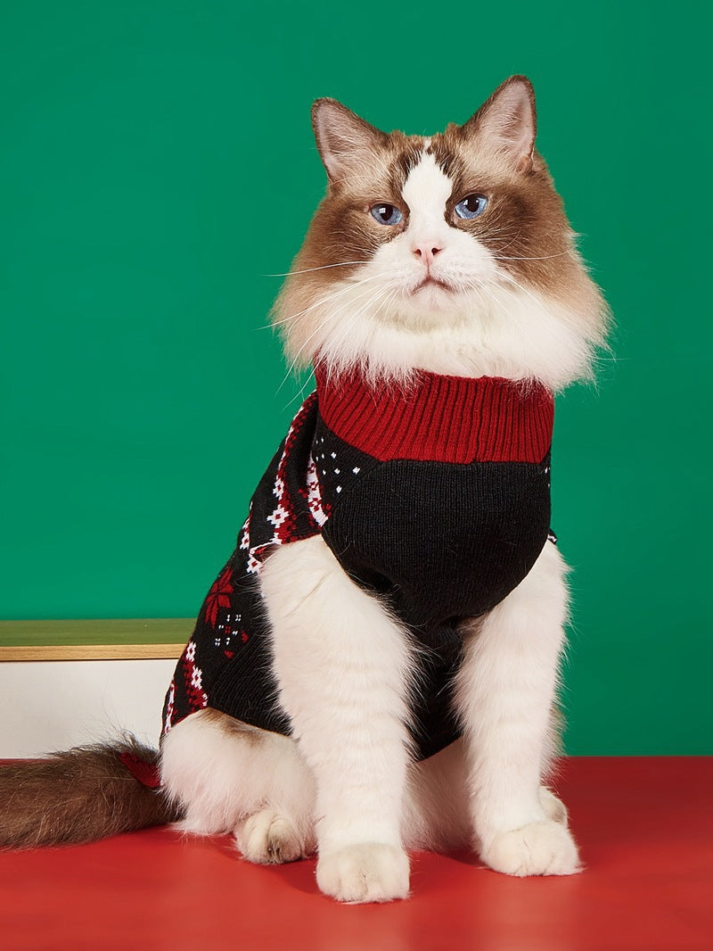 Cross Border Pet Clothes Santa Claus Sound Christmas Tree Car Elk Snowflake Gingerbread Man Dog Sweater Autumn Winter