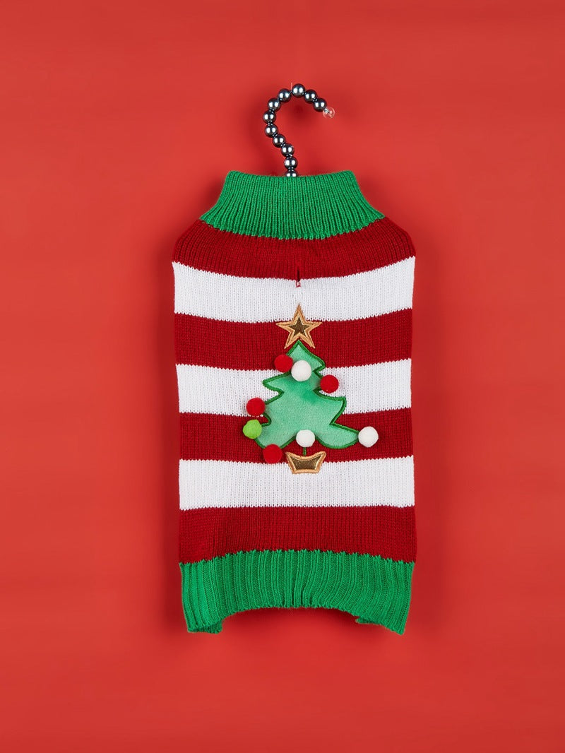 Cross Border Pet Clothes Santa Claus Sound Christmas Tree Car Elk Snowflake Gingerbread Man Dog Sweater Autumn Winter