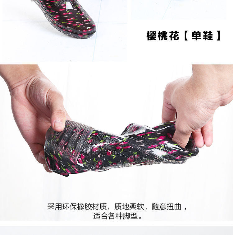 New Spring and Autumn Four Seasons Rain Shoes Women's Short Tube Shallow Mouth Waterproof Non-slip Water Shoes Women's Low-top Kitchen Work Outer Wear Rubber Shoes