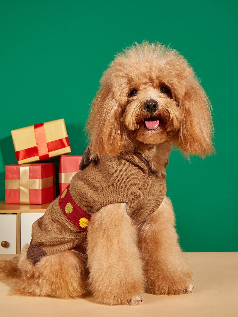 Cross Border Pet Clothes Santa Claus Sound Christmas Tree Car Elk Snowflake Gingerbread Man Dog Sweater Autumn Winter