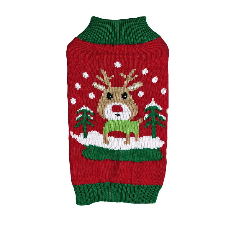 Cross Border Pet Clothes Santa Claus Sound Christmas Tree Car Elk Snowflake Gingerbread Man Dog Sweater Autumn Winter