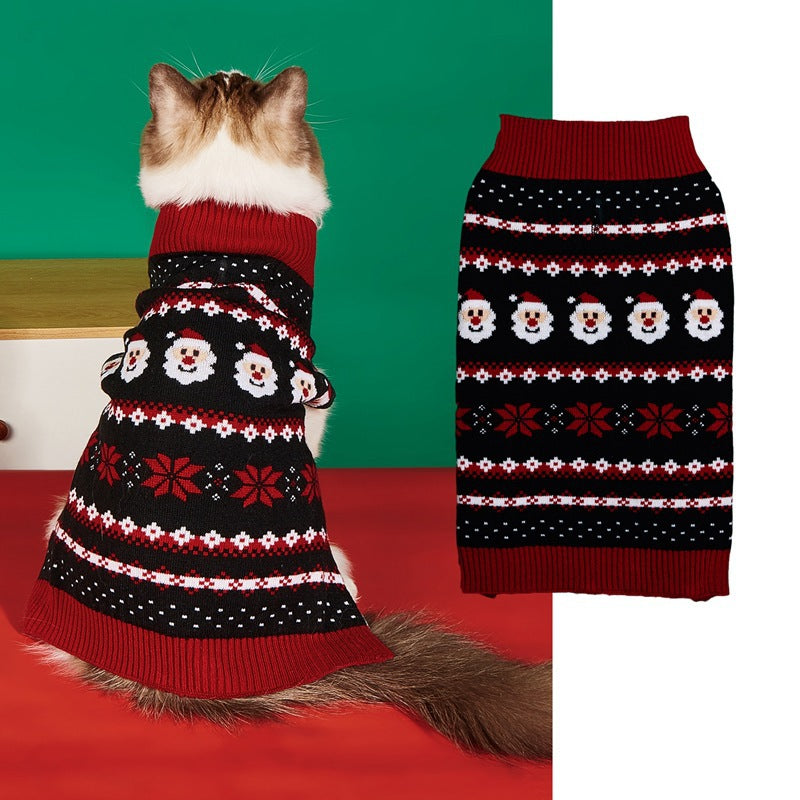 Cross Border Pet Clothes Santa Claus Sound Christmas Tree Car Elk Snowflake Gingerbread Man Dog Sweater Autumn Winter