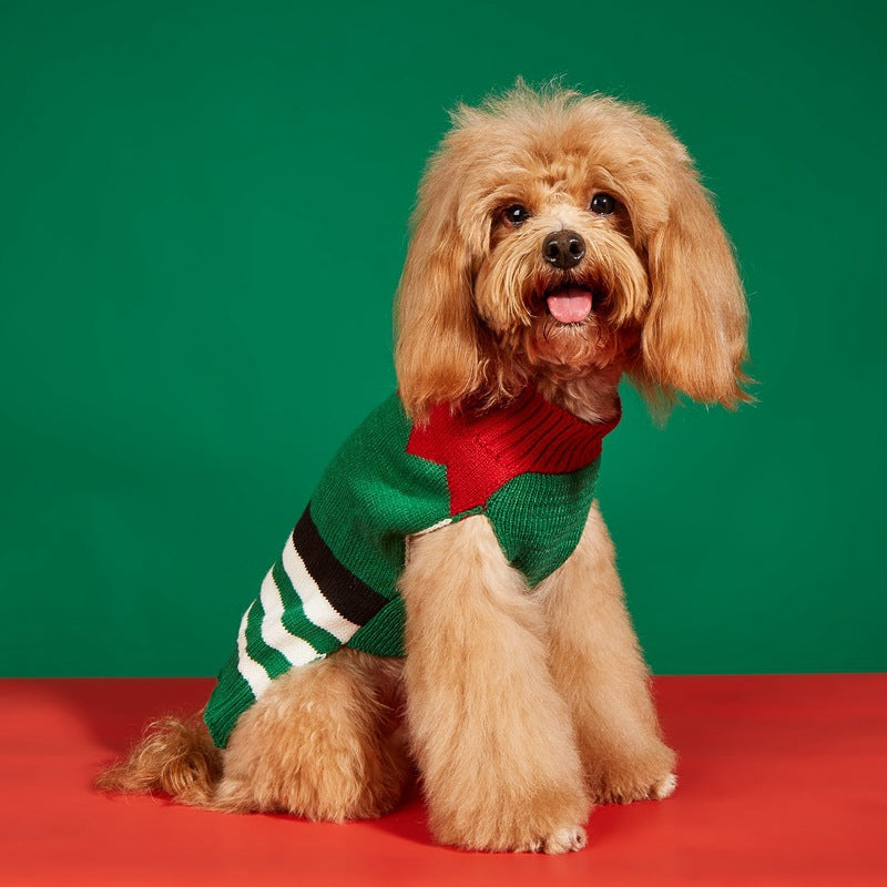 Cross Border Pet Clothes Santa Claus Sound Christmas Tree Car Elk Snowflake Gingerbread Man Dog Sweater Autumn Winter