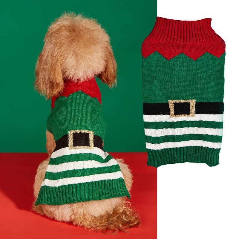 Cross Border Pet Clothes Santa Claus Sound Christmas Tree Car Elk Snowflake Gingerbread Man Dog Sweater Autumn Winter