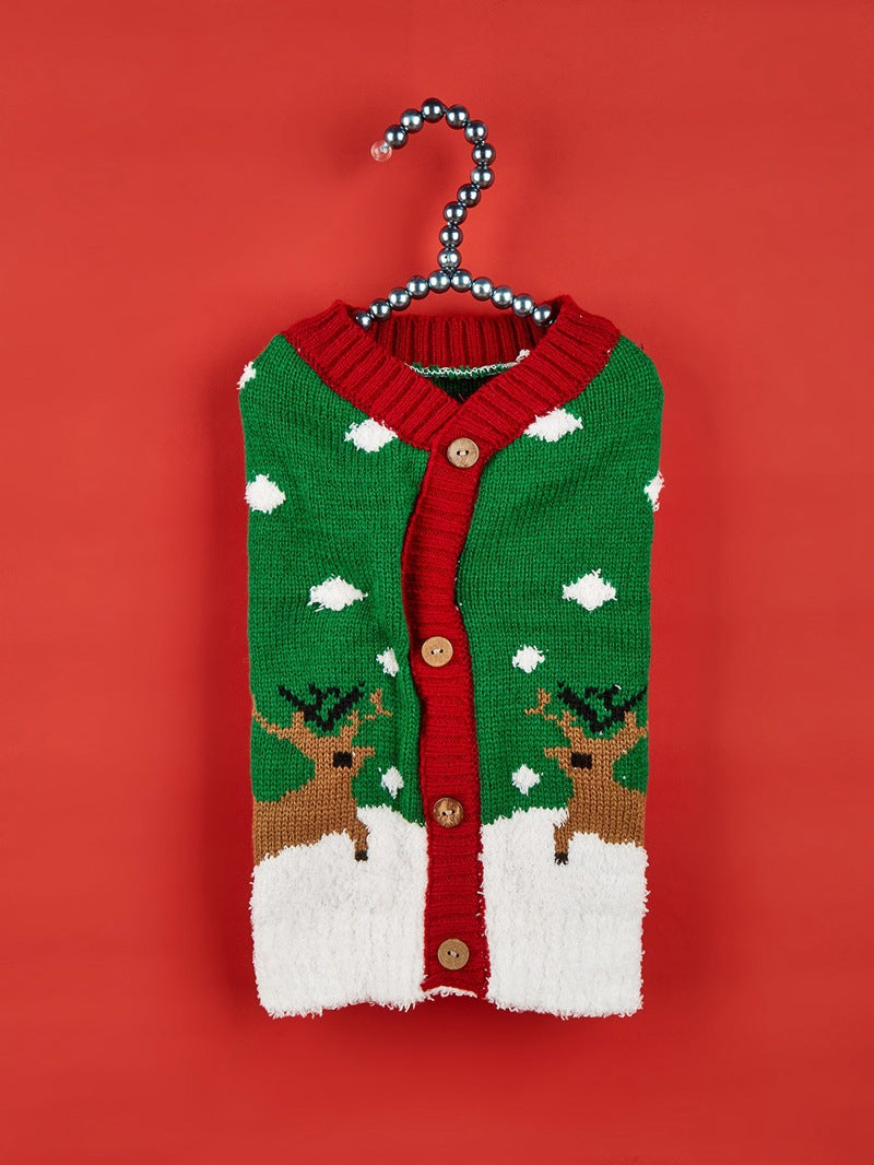 Cross Border Pet Clothes Santa Claus Sound Christmas Tree Car Elk Snowflake Gingerbread Man Dog Sweater Autumn Winter