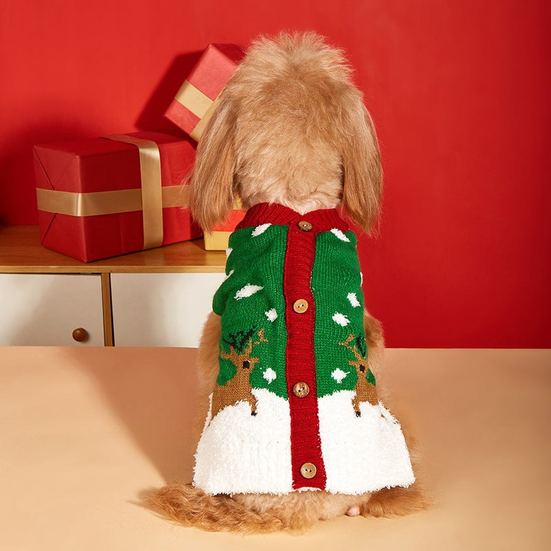 Cross Border Pet Clothes Santa Claus Sound Christmas Tree Car Elk Snowflake Gingerbread Man Dog Sweater Autumn Winter