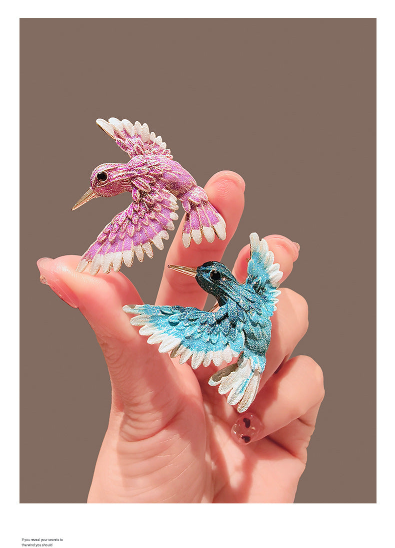 Guofeng Blue Wing Bird Brooch High-end Women's Temperament Retro Pin Coat Suit Corsage Design Creative Accessories