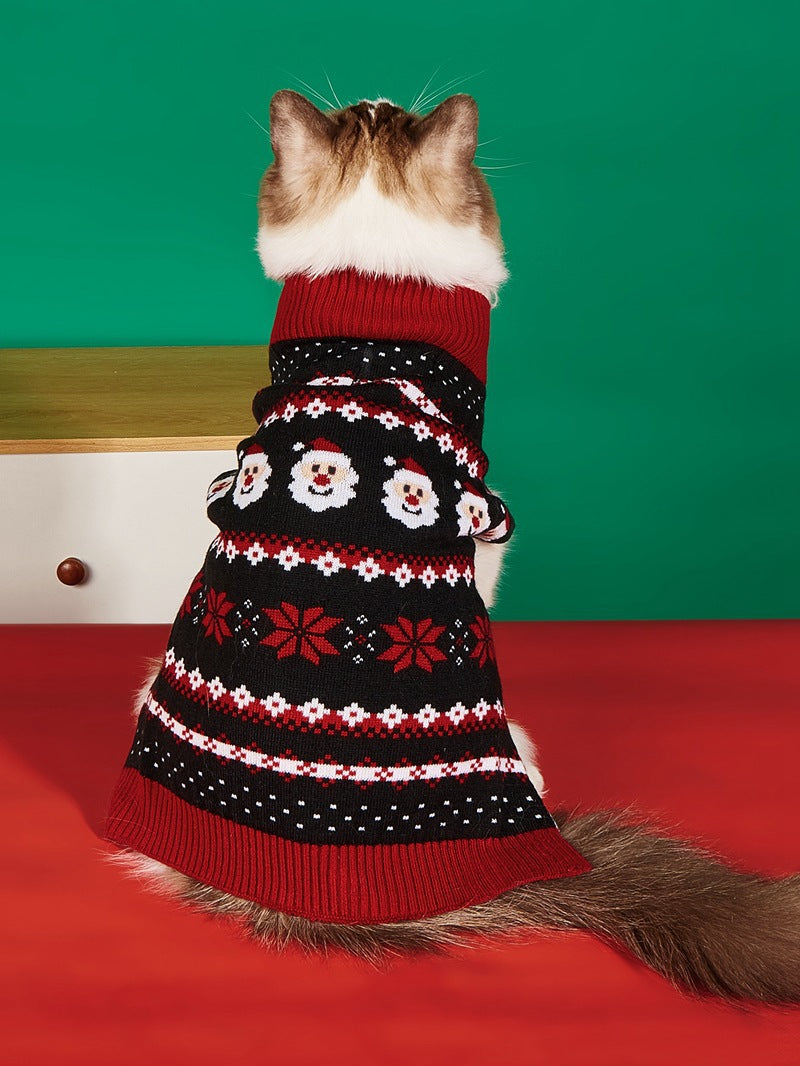 Cross Border Pet Clothes Santa Claus Sound Christmas Tree Car Elk Snowflake Gingerbread Man Dog Sweater Autumn Winter