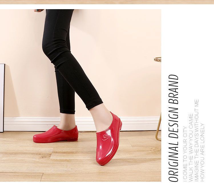 New Spring and Autumn Four Seasons Rain Shoes Women's Short Tube Shallow Mouth Waterproof Non-slip Water Shoes Women's Low-top Kitchen Work Outer Wear Rubber Shoes
