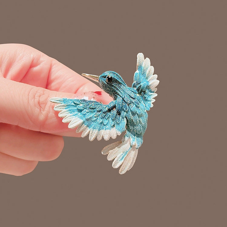 Guofeng Blue Wing Bird Brooch High-end Women's Temperament Retro Pin Coat Suit Corsage Design Creative Accessories