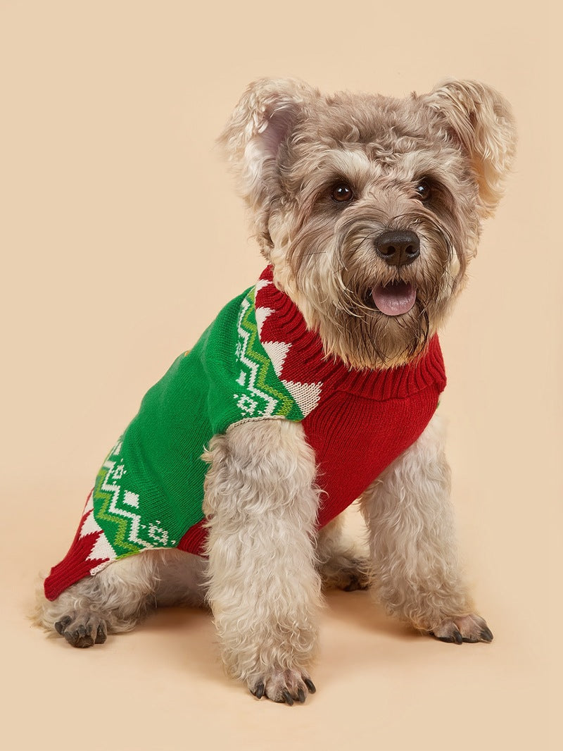 Cross Border Pet Clothes Santa Claus Sound Christmas Tree Car Elk Snowflake Gingerbread Man Dog Sweater Autumn Winter