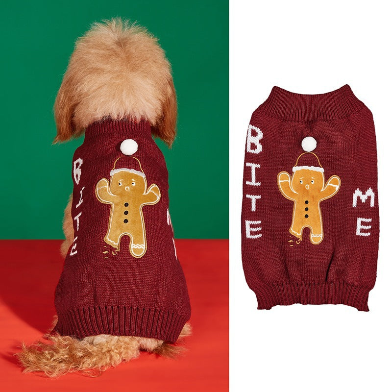 Cross Border Pet Clothes Santa Claus Sound Christmas Tree Car Elk Snowflake Gingerbread Man Dog Sweater Autumn Winter