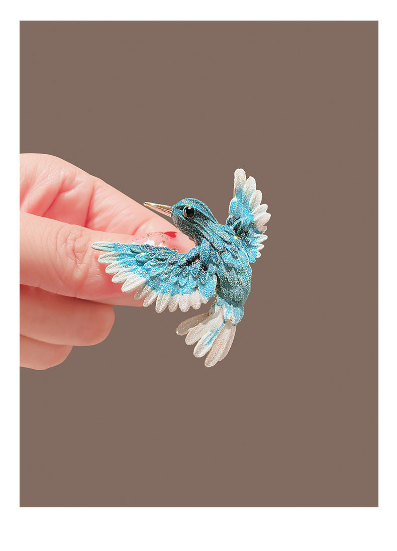 Guofeng Blue Wing Bird Brooch High-end Women's Temperament Retro Pin Coat Suit Corsage Design Creative Accessories