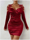 2025 cross-border Europe and the United States spring and autumn new satin elegant lace tight skirt pleated skirt
