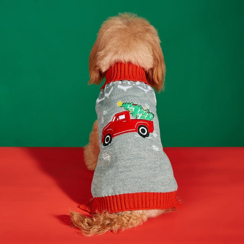 Cross Border Pet Clothes Santa Claus Sound Christmas Tree Car Elk Snowflake Gingerbread Man Dog Sweater Autumn Winter