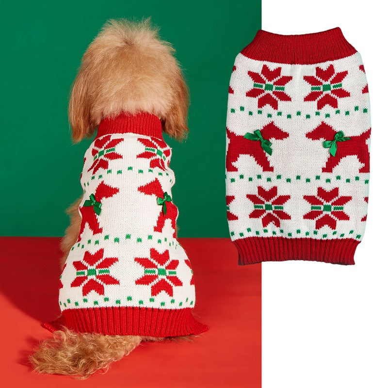 Cross Border Pet Clothes Santa Claus Sound Christmas Tree Car Elk Snowflake Gingerbread Man Dog Sweater Autumn Winter