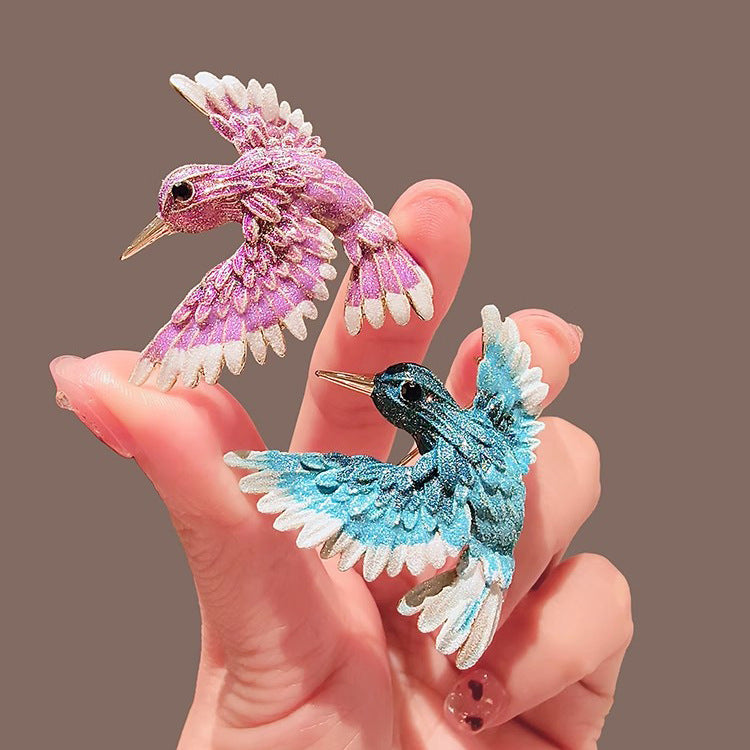 Guofeng Blue Wing Bird Brooch High-end Women's Temperament Retro Pin Coat Suit Corsage Design Creative Accessories