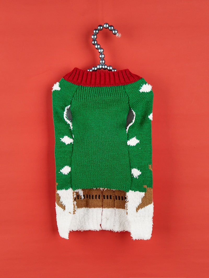 Cross Border Pet Clothes Santa Claus Sound Christmas Tree Car Elk Snowflake Gingerbread Man Dog Sweater Autumn Winter