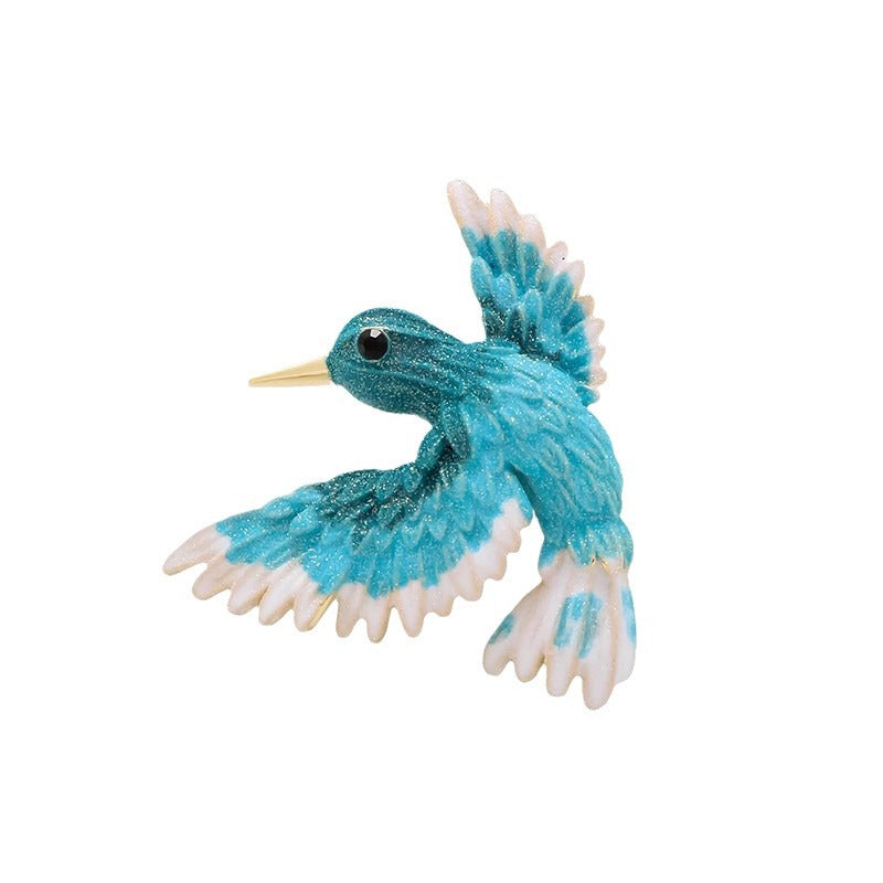 Guofeng Blue Wing Bird Brooch High-end Women's Temperament Retro Pin Coat Suit Corsage Design Creative Accessories