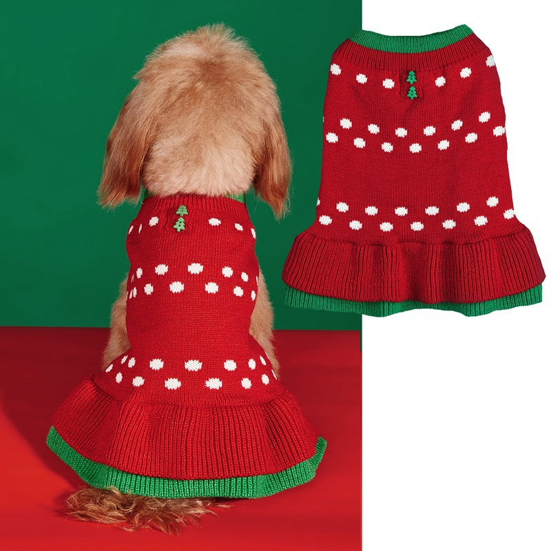 Cross Border Pet Clothes Santa Claus Sound Christmas Tree Car Elk Snowflake Gingerbread Man Dog Sweater Autumn Winter