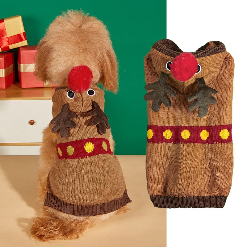 Cross Border Pet Clothes Santa Claus Sound Christmas Tree Car Elk Snowflake Gingerbread Man Dog Sweater Autumn Winter