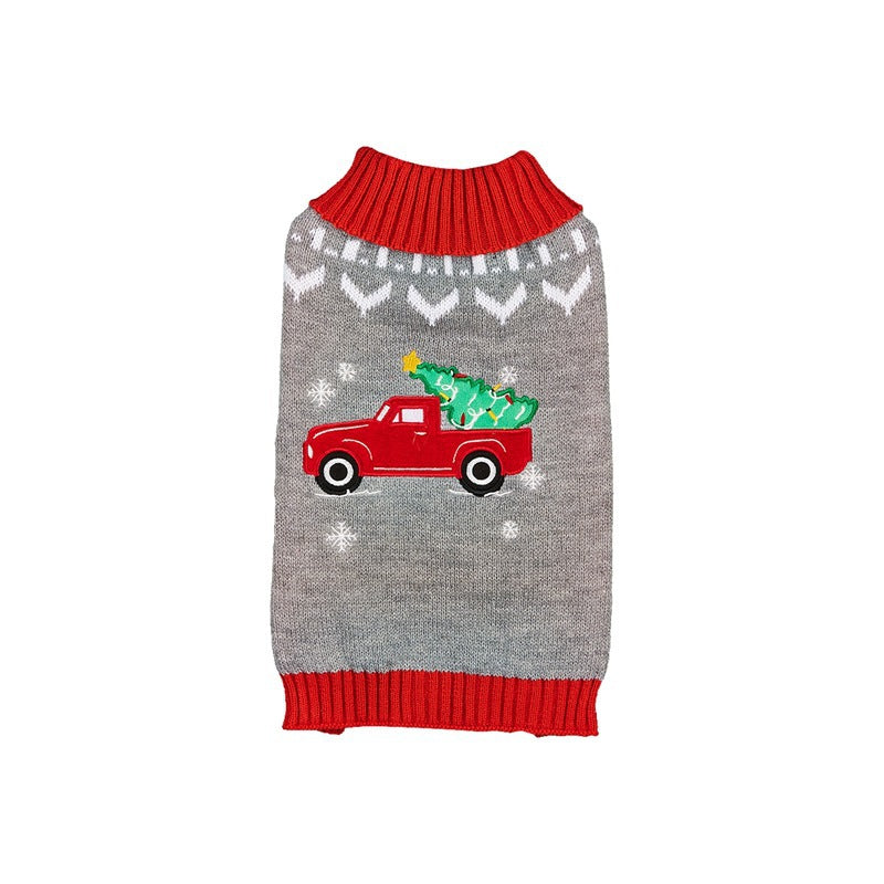 Cross Border Pet Clothes Santa Claus Sound Christmas Tree Car Elk Snowflake Gingerbread Man Dog Sweater Autumn Winter