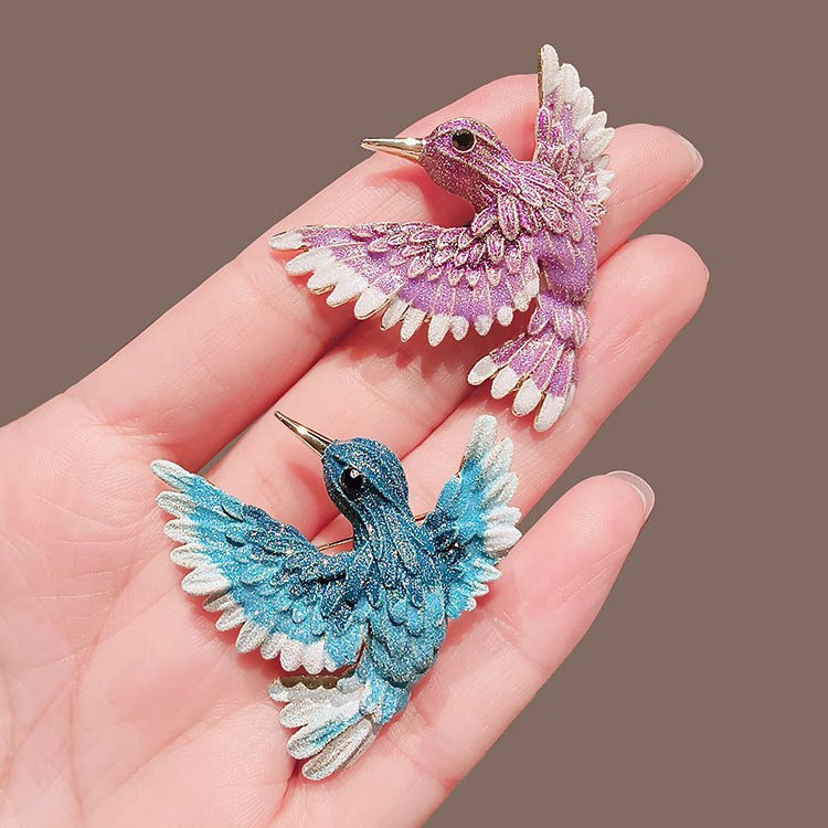 Guofeng Blue Wing Bird Brooch High-end Women's Temperament Retro Pin Coat Suit Corsage Design Creative Accessories
