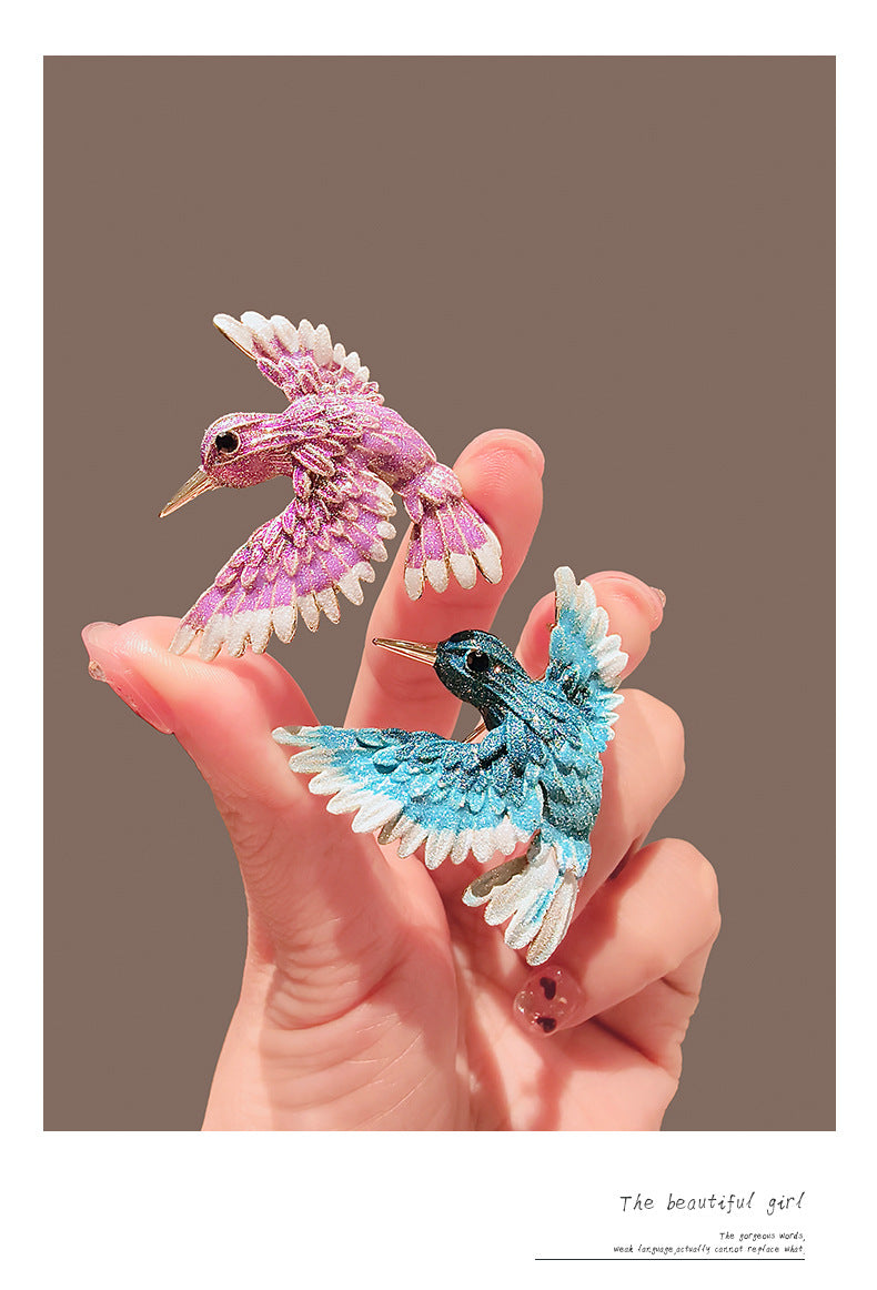 Guofeng Blue Wing Bird Brooch High-end Women's Temperament Retro Pin Coat Suit Corsage Design Creative Accessories