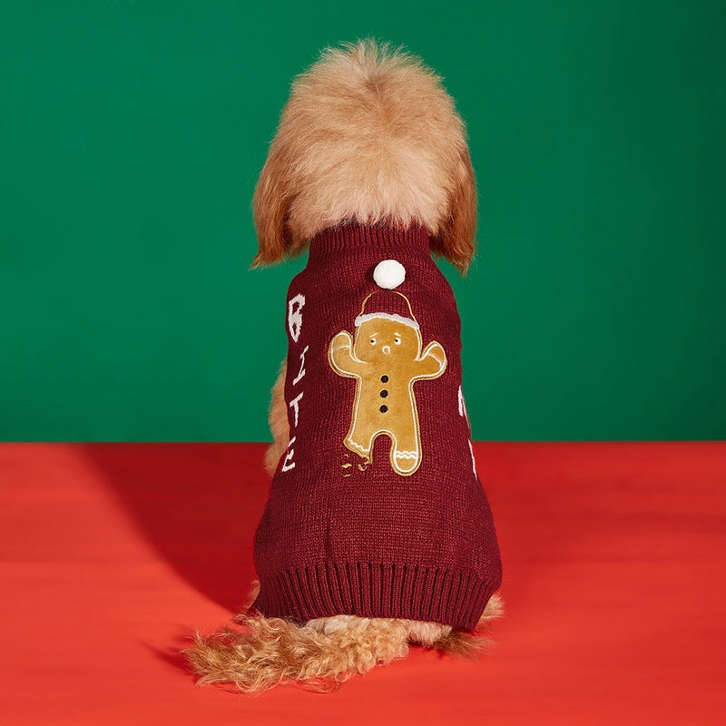 Cross Border Pet Clothes Santa Claus Sound Christmas Tree Car Elk Snowflake Gingerbread Man Dog Sweater Autumn Winter