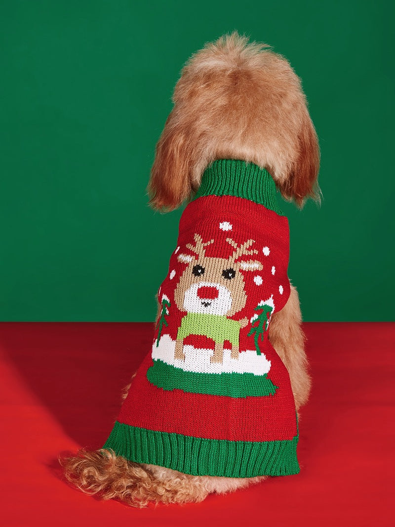 Cross Border Pet Clothes Santa Claus Sound Christmas Tree Car Elk Snowflake Gingerbread Man Dog Sweater Autumn Winter