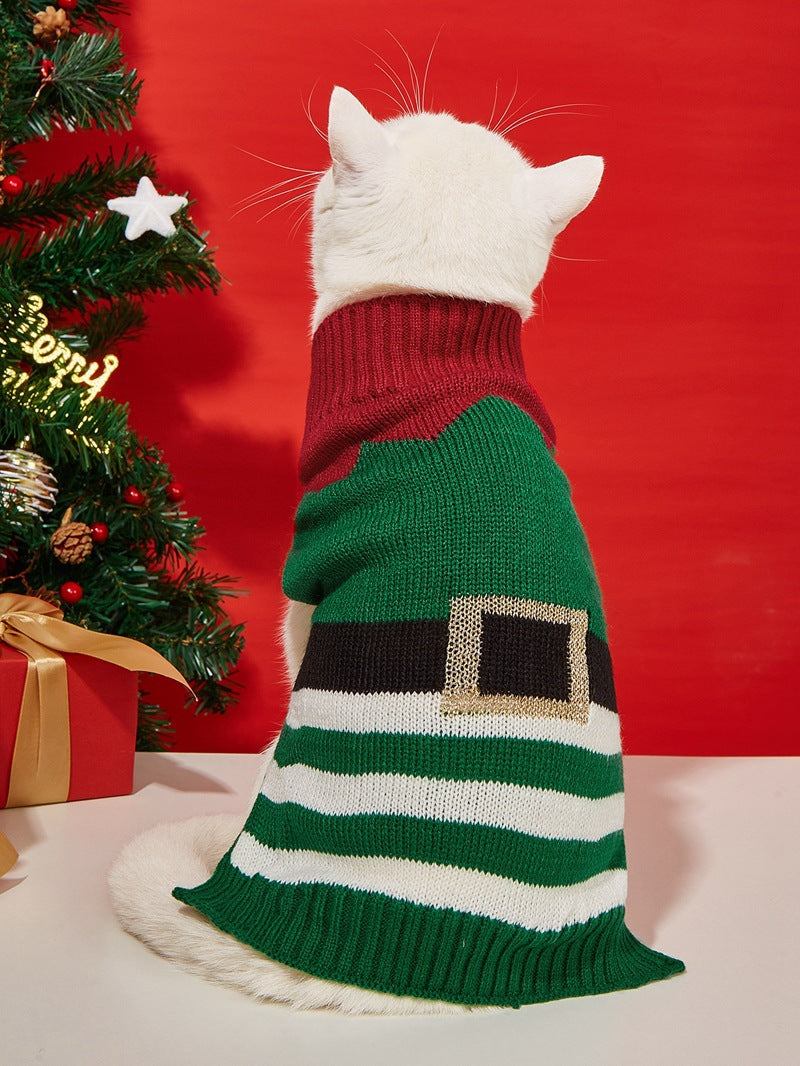 Cross Border Pet Clothes Santa Claus Sound Christmas Tree Car Elk Snowflake Gingerbread Man Dog Sweater Autumn Winter